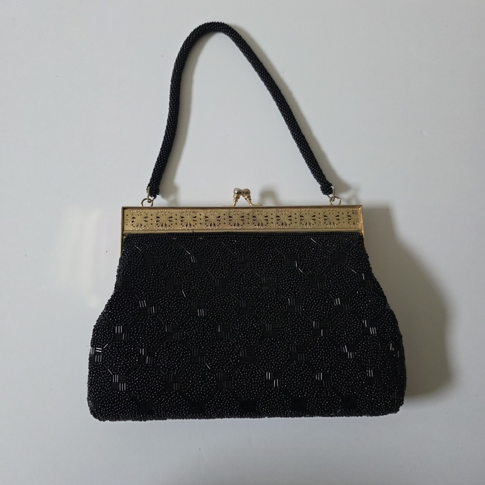 Vintage Black & Gold Beaded Handbag/Clutch